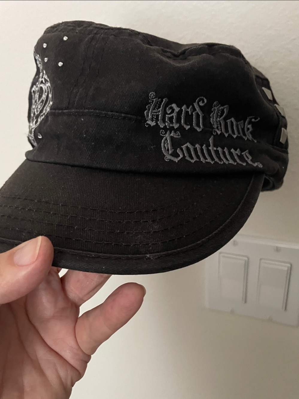 Hard Rock Hollywood FL Black Couture Cadet Cap with Embroidered Logo